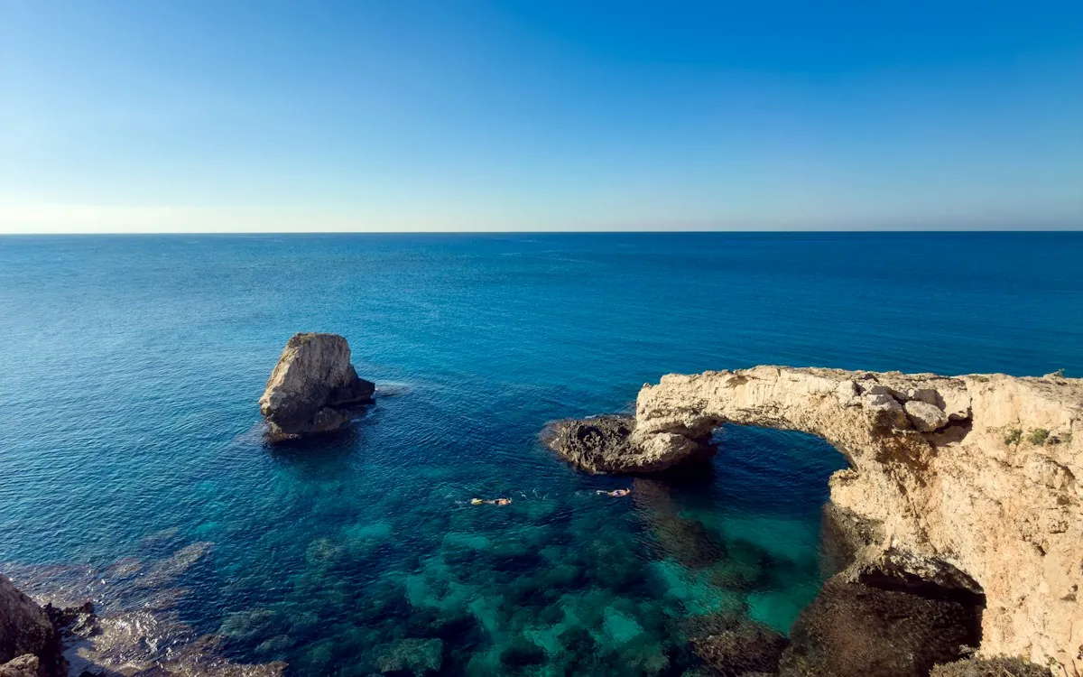 Rock arch over turquoise sea near Ayia Napa, Cyprus