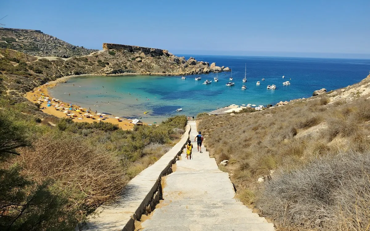 Golden Bay seen from the coastal path, Malta
