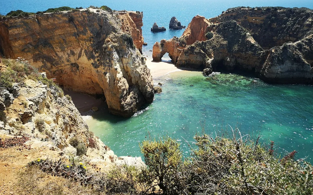 Golden cliffs of the Algarve coast, Portugal
